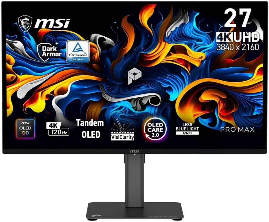 Monitorius MSI PRO MAX 271UPX12G - 120Hz | 3840x2160| QD-OLED Flat | 26.5"