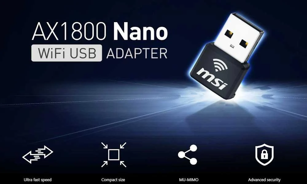 MSI AX1800 WiFi USB adapteris Nano