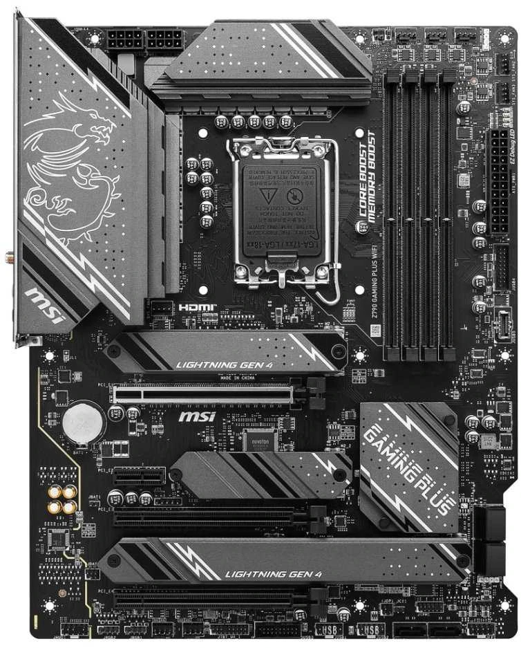 Pagrindinė plokštė MSI | Z790 GAMING PLUS WIFI | Procesorių šeima „Intel“ | Procesoriaus lizdas LGA1700 | DDR5 | SATA jungčių skaičius 6