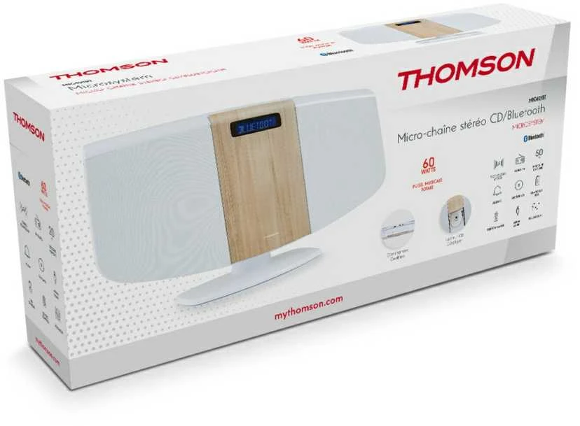 Muzikinis centras Thomson Garso Sistema BT CD/MP3/USB Baltas Wood Finish