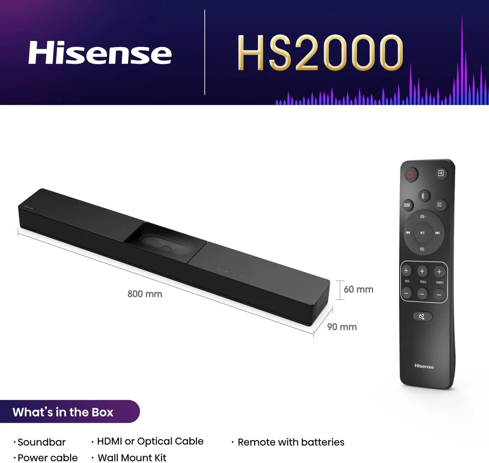 Namų kino sistema Hisense soundbar HS2000