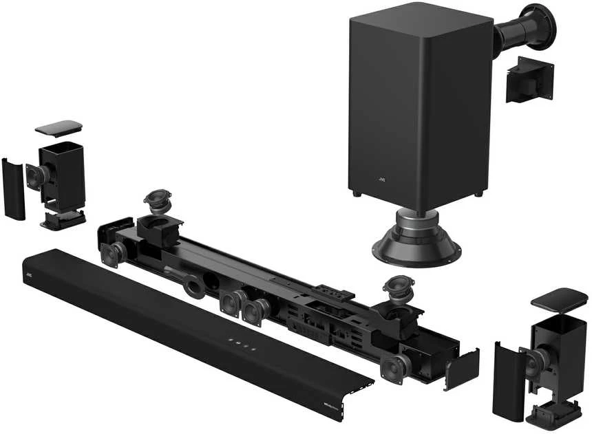 Namų kino sistema JVC TH-E874B 5.1.2 Dolby Atmos belaidžio žemųjų dažnių garsiakalbio garso juosta