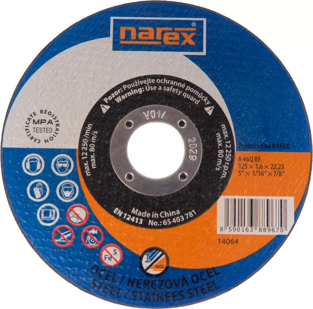 Narex Šlifuoklis EBU 9-125 BOX RK + pjovimo diskai (65407014)