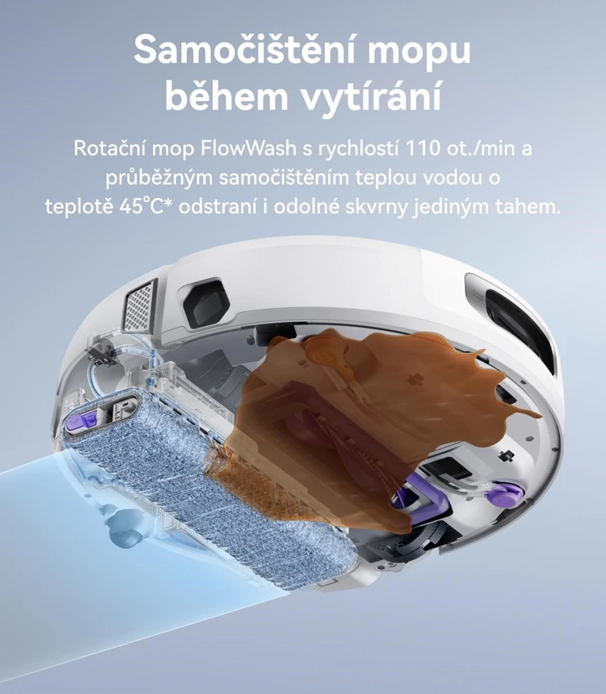 „Narwal Flow“ kompaktiška stotelė – dirbtinio intelekto robotinis dulkių siurblys su diržine šluoste ir savaiminio valymo stotele su atliekų surinkimo jungtimi