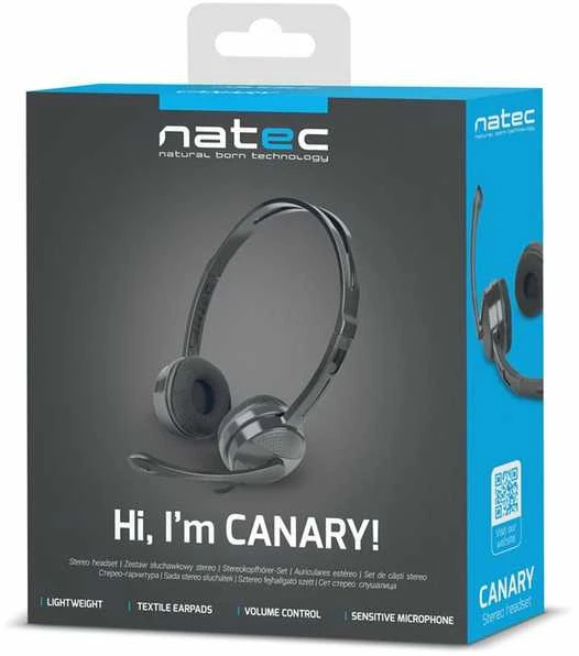 Universalios kompiuterinės ausinės su mikrofonu Natec CANARY NSL-1295, Juodos