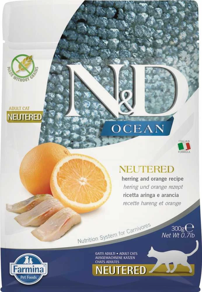 Sausas Kačių Maistas - Farmina N&D Cat Ocean Herring & Oranžinis Neutered 300g