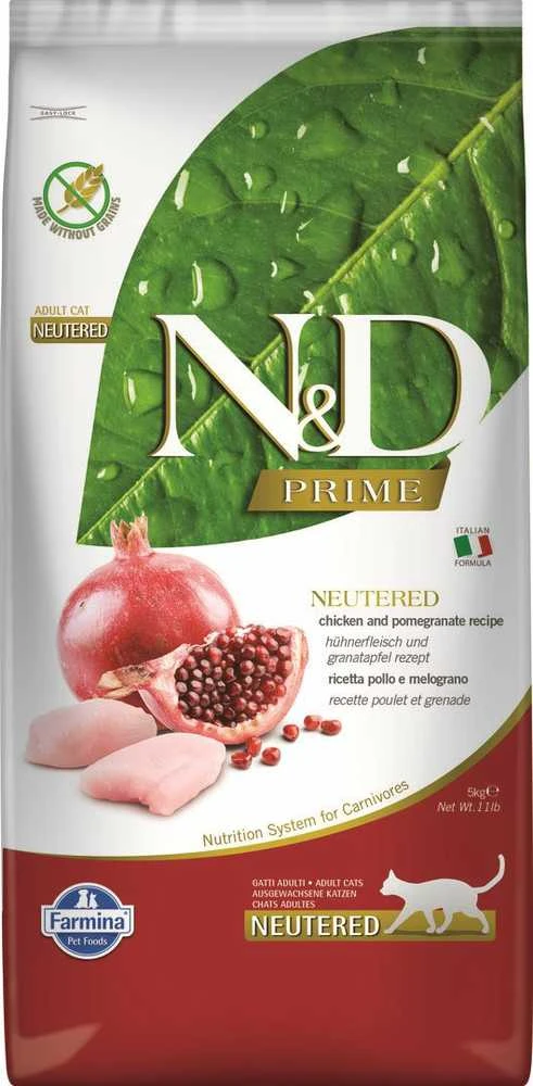Sausas Kačių Maistas - Farmina N&D Prime Neutered Vištiena Ir Granatas, Suaugusiems 5 Kg