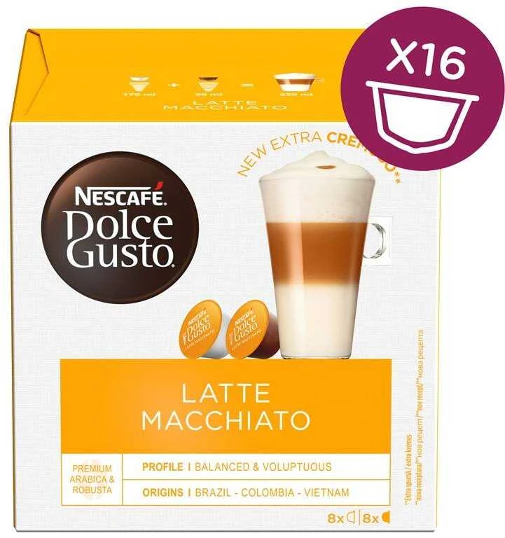 Nescafe Dolce Gusto Latte Macchiato Kava, 8+8 kapsulių dėžutėje