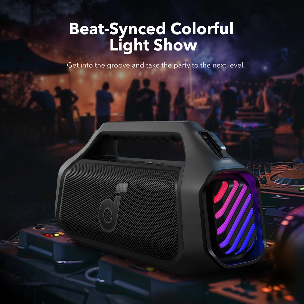 Nešiojama belaidė kolonėlė Soundcore Boom 2 Plus, 140 W, Bluetooth 6.0, IPX7, juodos spalvos
