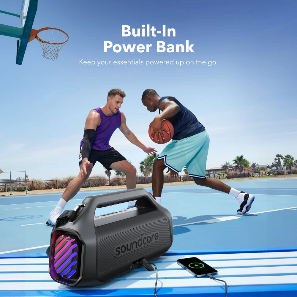 Nešiojama belaidė kolonėlė Soundcore Boom 2 Plus, 140 W, Bluetooth 6.0, IPX7, juodos spalvos