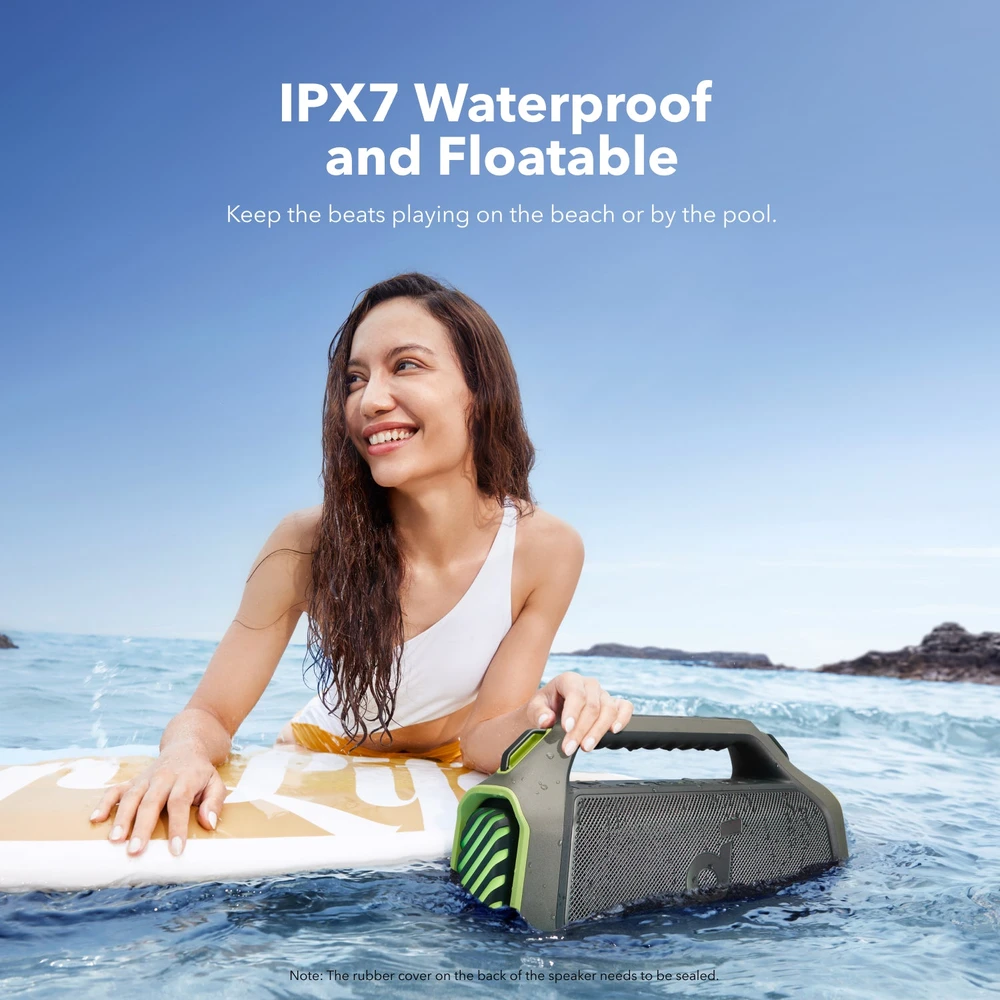 Nešiojama belaidė kolonėlė Soundcore Boom 2 Plus, 140 W, Bluetooth 6.0, IPX7, žalios spalvos