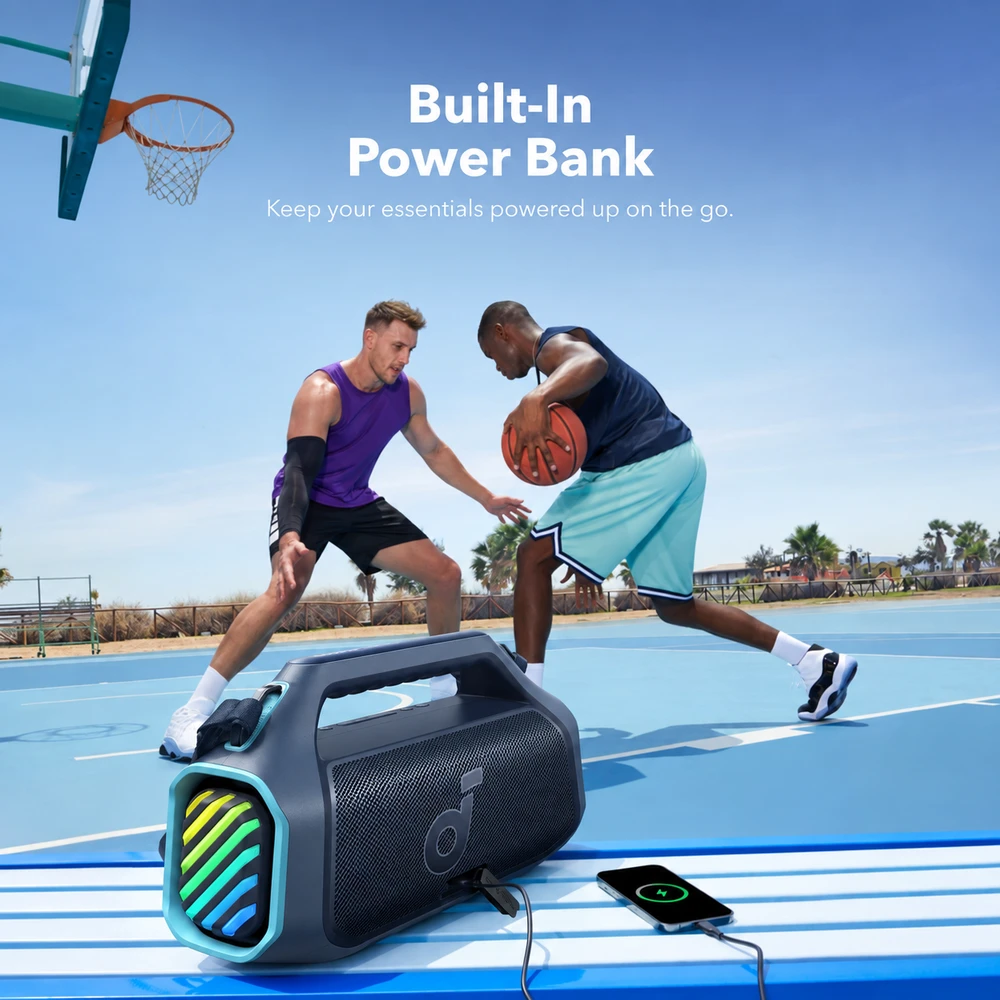 Nešiojama belaidė kolonėlė Soundcore Boom 2 Plus, 140 W, Bluetooth 6.0, IPX7, mėlynos spalvos