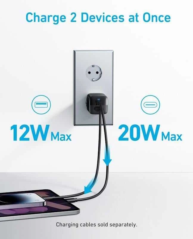 "Anker" įkroviklis 323 33W 1x USB-A 1x USB-C