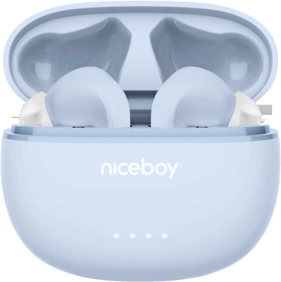 Ausinės Niceboy Niceboy Hive Pins 3 ANC Powder Mėlyna Mėlyna do 40h IPX4 Korektor Aplikacja