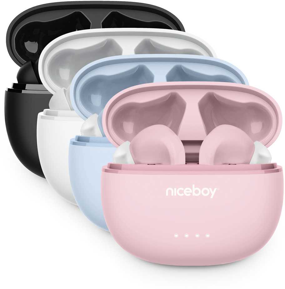 Ausinės Niceboy Niceboy Hive Pins 3 ANC Powder Mėlyna Mėlyna do 40h IPX4 Korektor Aplikacja