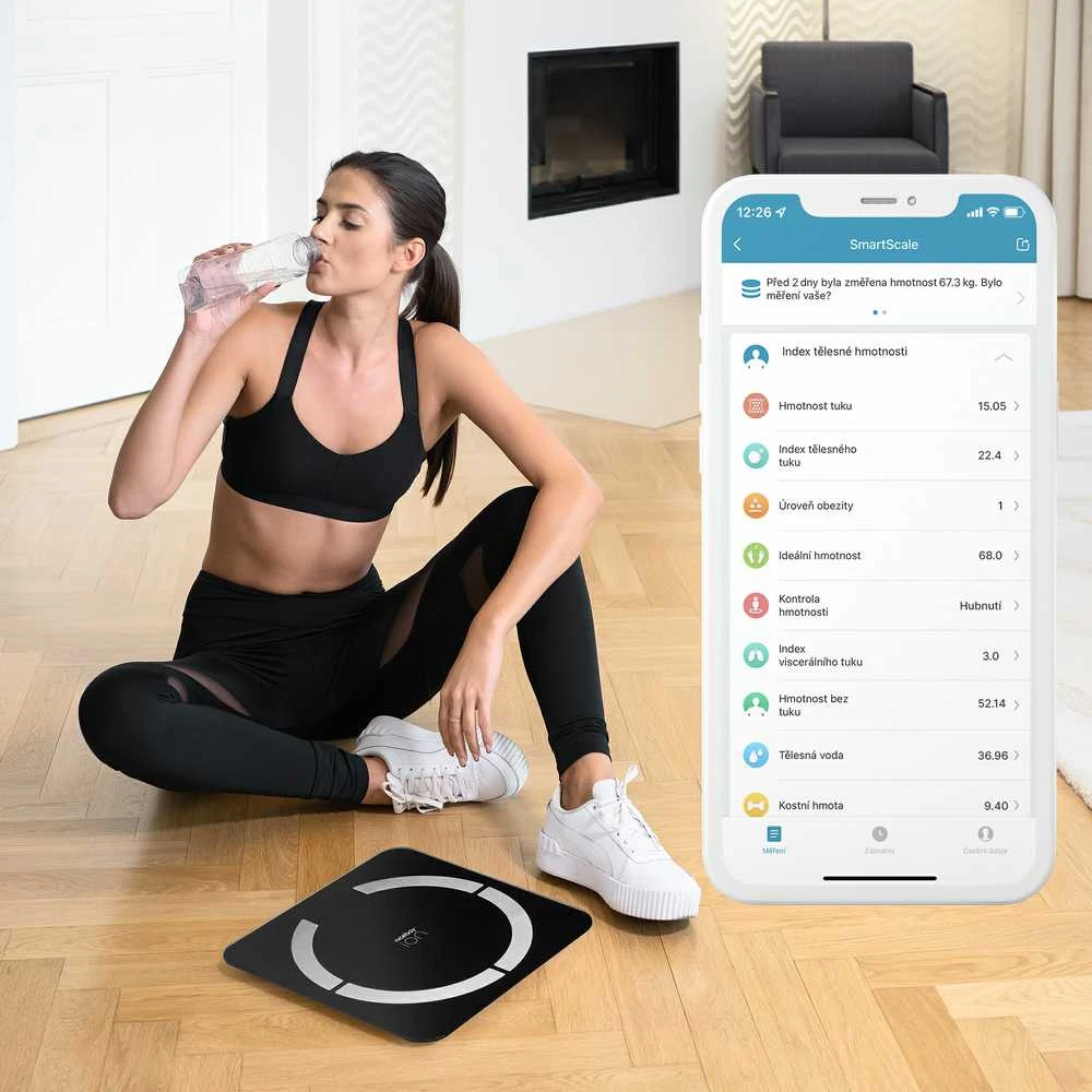 Virtuvinės svarstyklės Roger Niceboy ION SmartScale su LED ekranu (maks. 180kg) Juodas