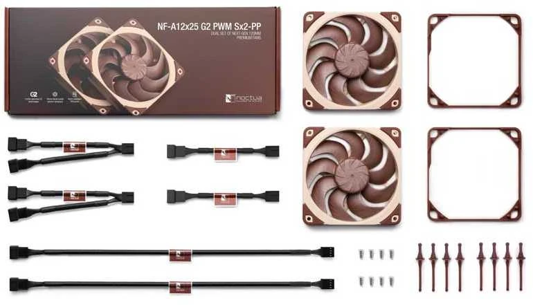 „Noctua NF-A12x25 G2 Sx2-PP PWM“ ventiliatorius, 120 mm, 2 vnt. pakuotėje