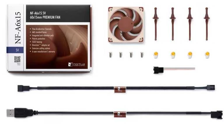 Noctua NF-A6x15 5V ventiliatorius su pilnu priedų komplektu