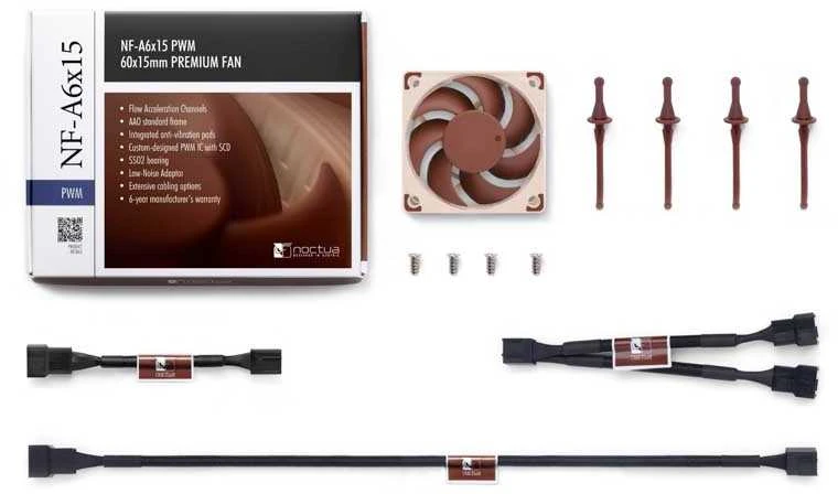 Noctua NF-A6x15 ventiliatoriaus komplektas su priedais