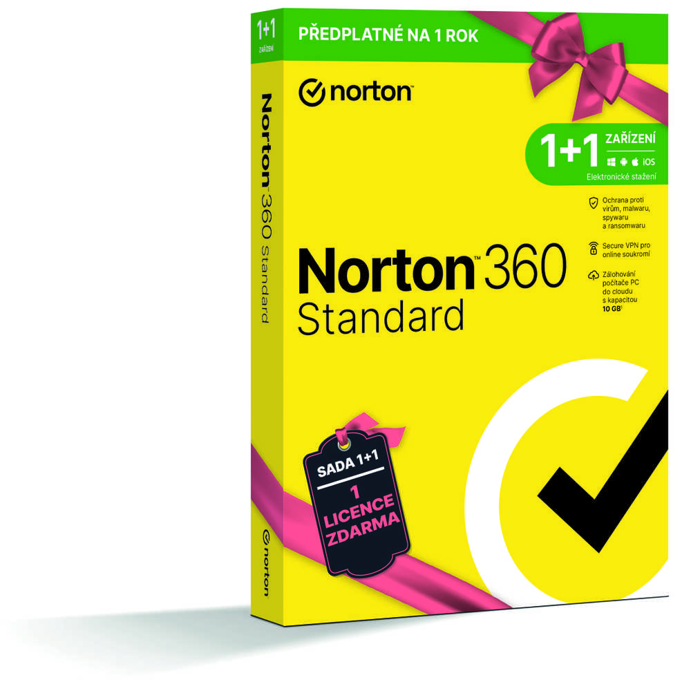 Nortonlifelock NORTON 360 STANDARD 10GB CZ 1Naudojimas, 1 įrenginys, 12 mėnesių, 1 NEMOKAMAS, dėžutė