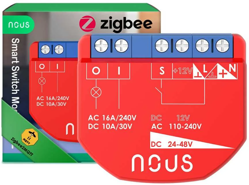 Nous Išmani relė / jungiklis su sauso kontakto jungtimis, 1 kanalo, be galios matavimo ZigBee 2MQTT, TUYA