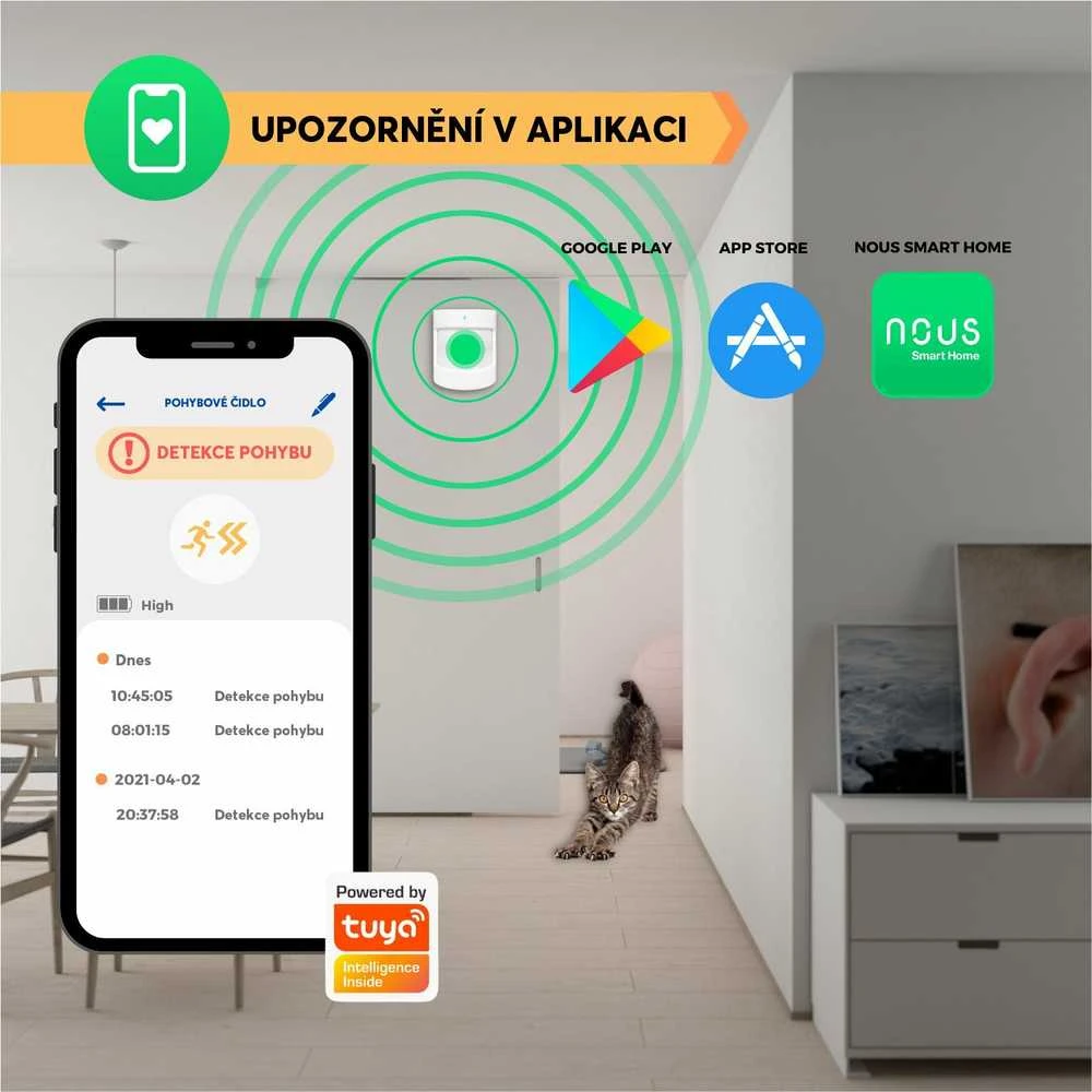 Išmanusis PIR judesio jutiklis E2, ZigBee, TUYA / Smart Life, NOUS