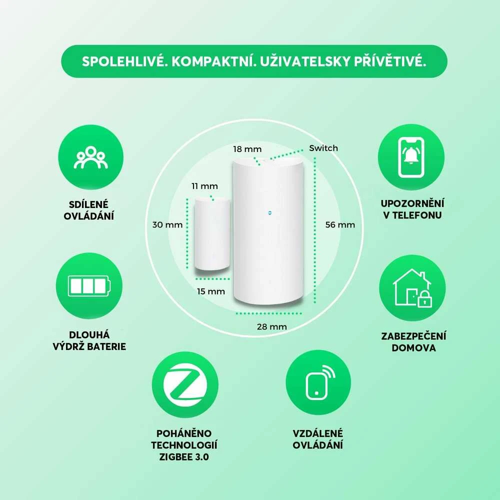 Išmanusis durų/langų jutiklis E3, ZigBee, TUYA / Smart Life, NOUS