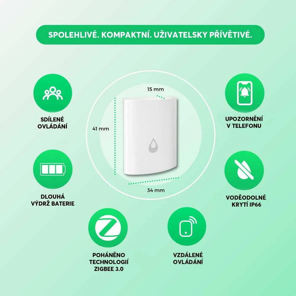Išmanusis vandens nuotėkio jutiklis E4, ZigBee, TUYA / Smart Life, NOUS