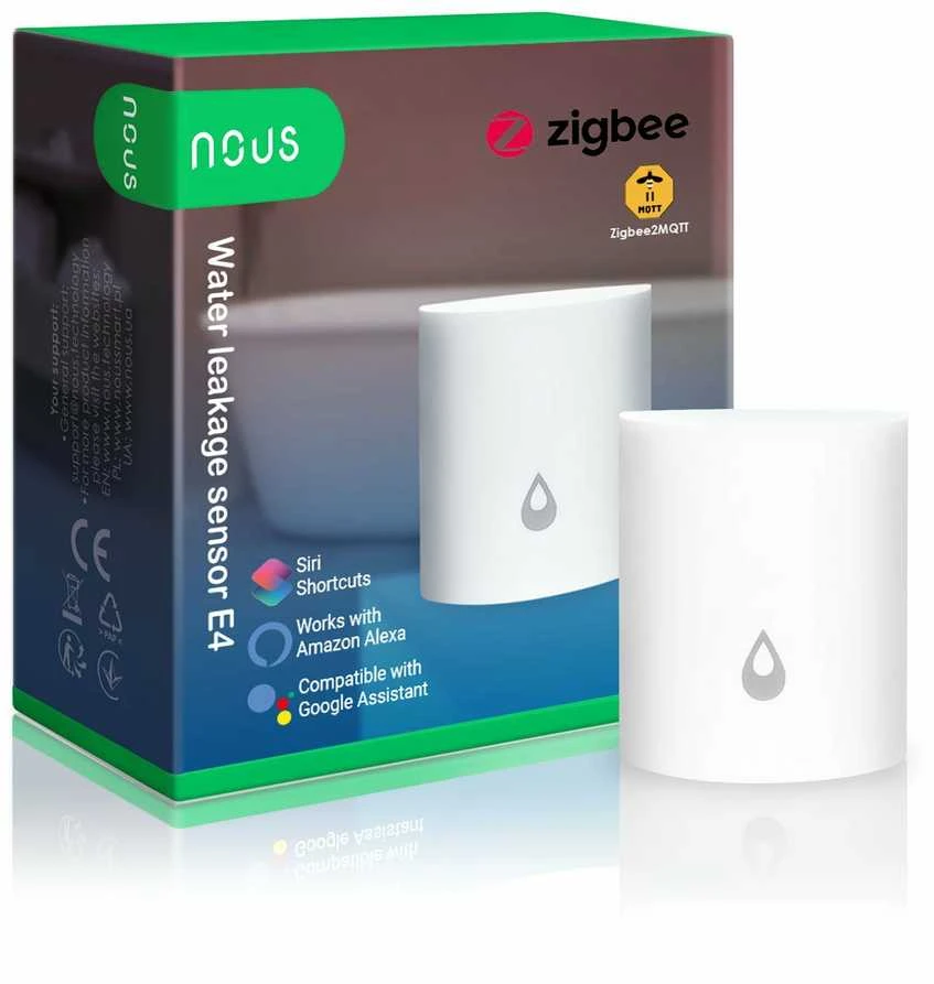 Išmanusis vandens nuotėkio jutiklis E4, ZigBee, TUYA / Smart Life, NOUS
