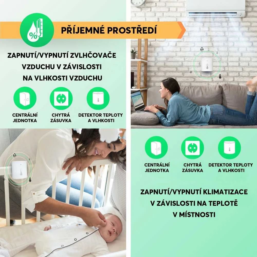 Išmanusis temperatūros ir drėgmės jutiklis E5, ZigBee, TUYA / Smart Life, NOUS