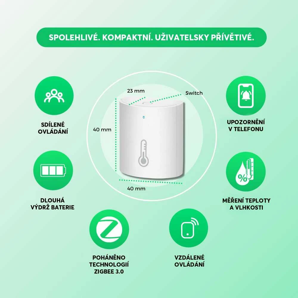 Išmanusis temperatūros ir drėgmės jutiklis E5, ZigBee, TUYA / Smart Life, NOUS