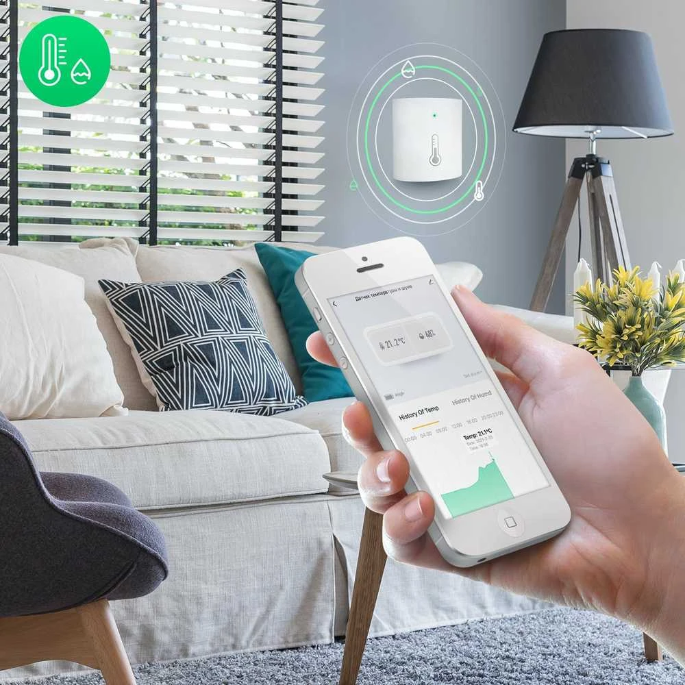 Išmanusis temperatūros ir drėgmės jutiklis E5, ZigBee, TUYA / Smart Life, NOUS