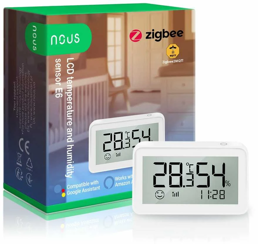 Išmanusis temperatūros ir drėgmės jutiklis E6, ZigBee, TUYA, NOUS