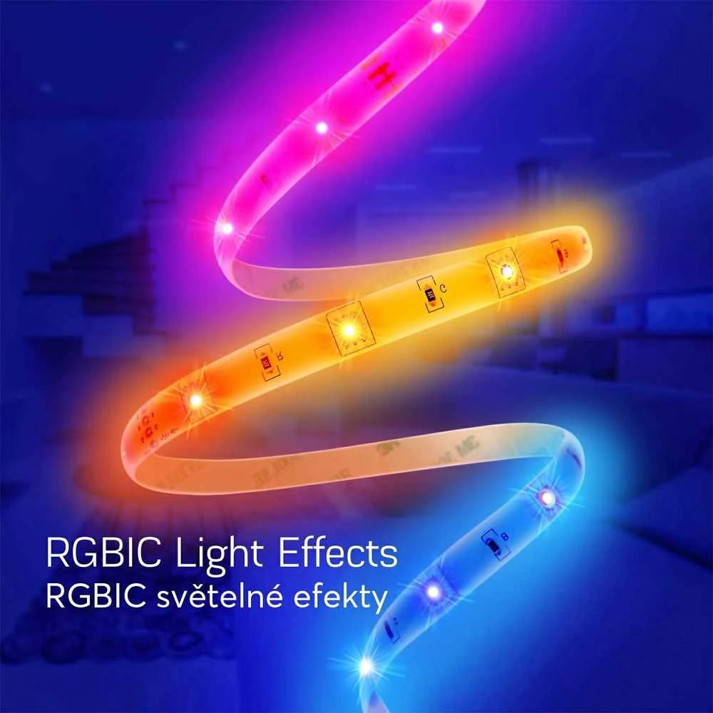 Skaitmeninės LED juostos komplektas su Wi-Fi valdikliu ir maitinimo šaltiniu, RGB IC, 10m, 36W, TUYA / Smart Life, NOUS