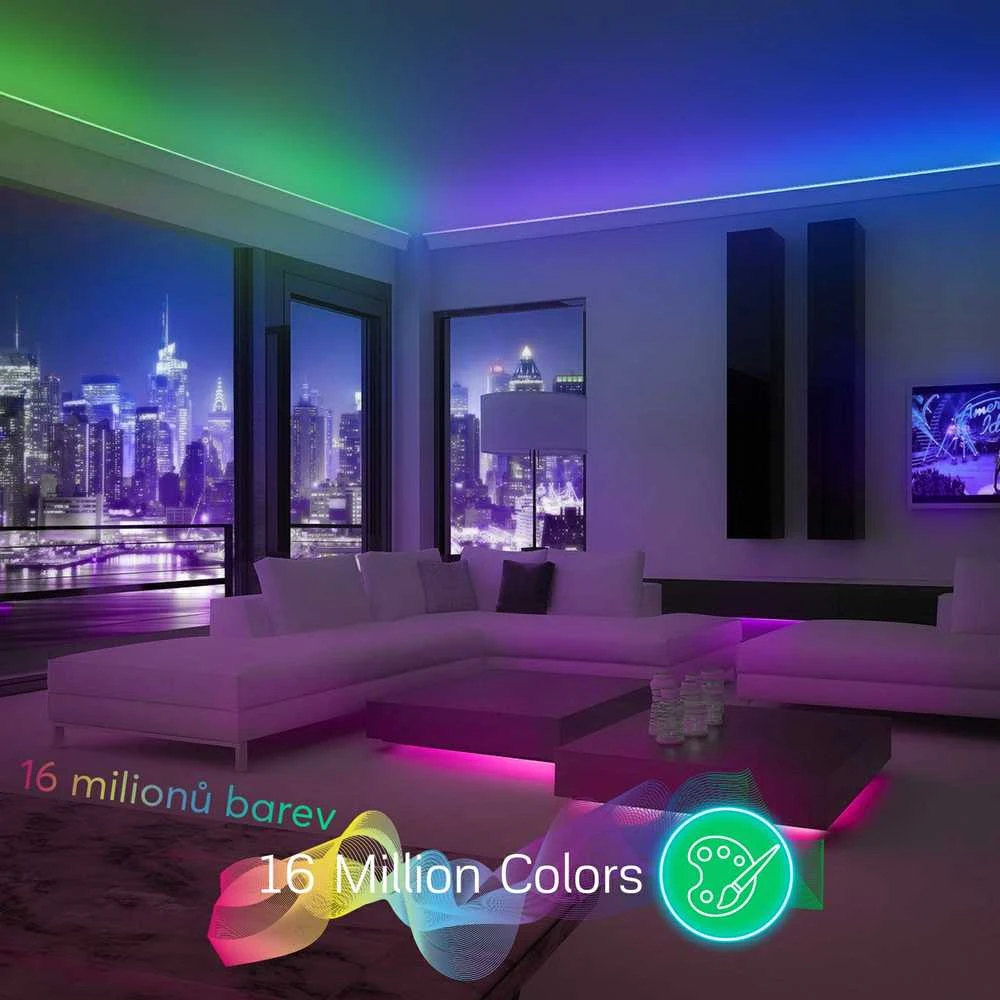 LED juostos komplektas su Bluetooth valdikliu ir maitinimo šaltiniu, RGB, 5m, 24W, TUYA / Smart Life, NOUS