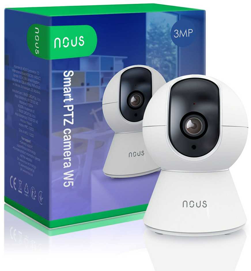 Wi-Fi kamera W5, 3MP, PTZ valdoma 360°, TUYA / Smart Life, NOUS
