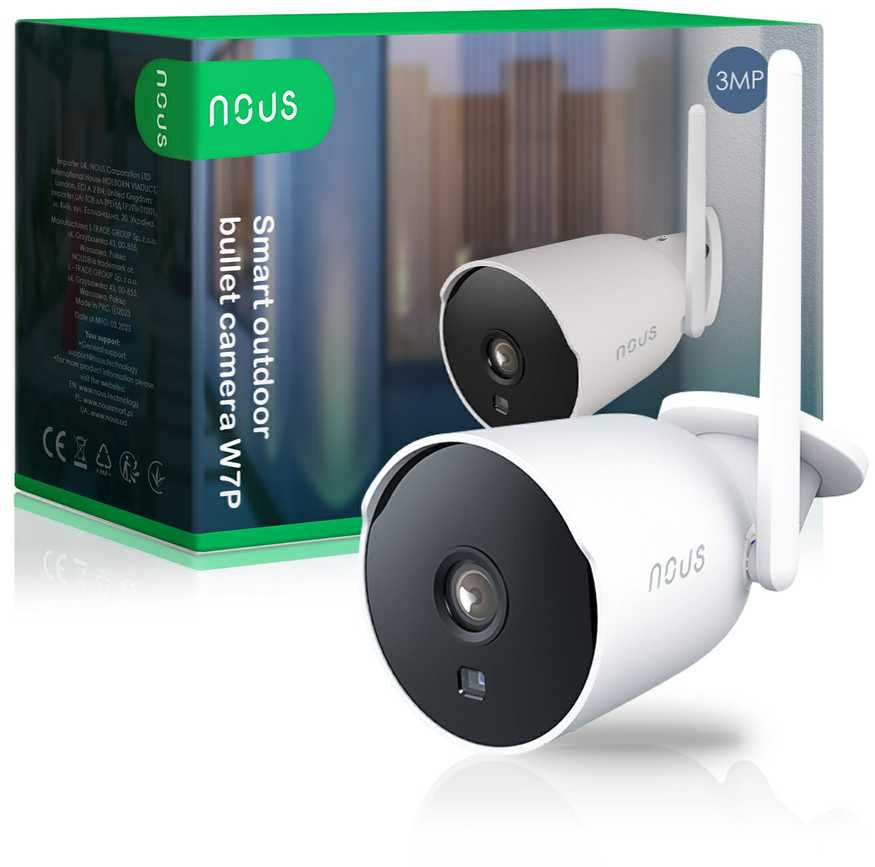 Wi-Fi lauko kamera W7P, 1080P, Micro-SD kortelės lizdas, IP66, TUYA / Smart Life, NOUS