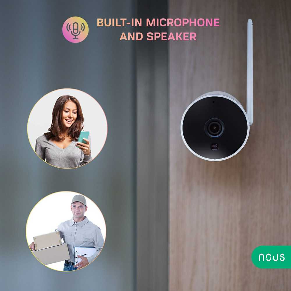 Wi-Fi lauko kamera W7P, 1080P, Micro-SD kortelės lizdas, IP66, TUYA / Smart Life, NOUS
