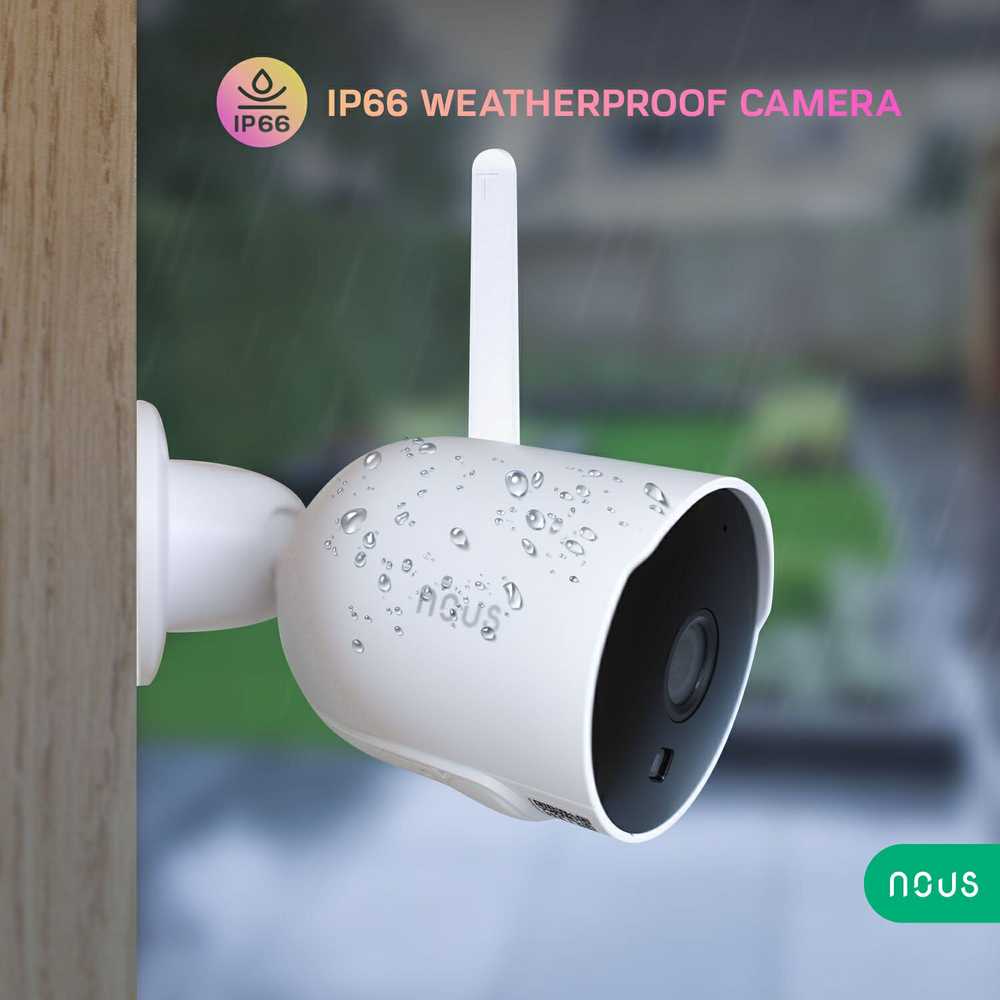 Wi-Fi lauko kamera W7P, 1080P, Micro-SD kortelės lizdas, IP66, TUYA / Smart Life, NOUS