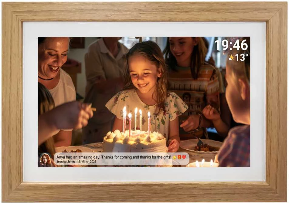 Skaitmeninis nuotraukų rėmelis DENVER PFF-1543LW, šviesiai rudas, 39,6 cm (15,6") jutiklinis ekranas, „Wi-Fi“