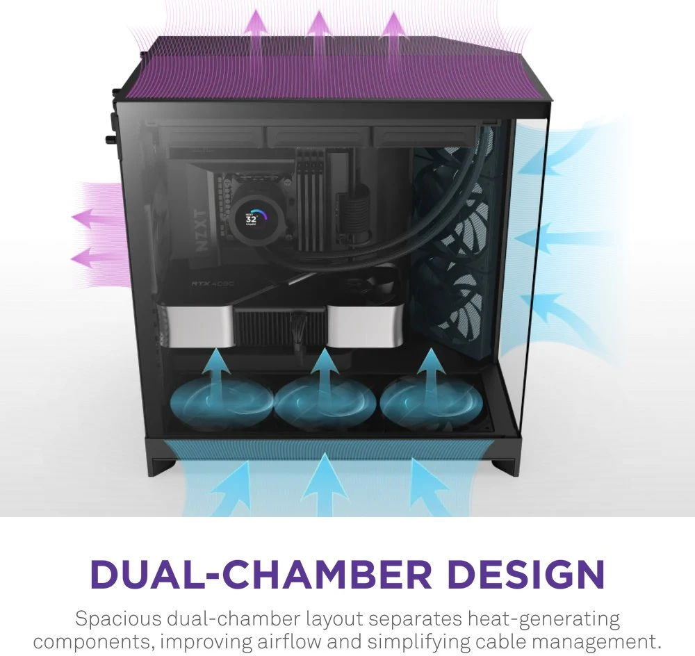 NZXT H9 Flow Midi Tower Juodas