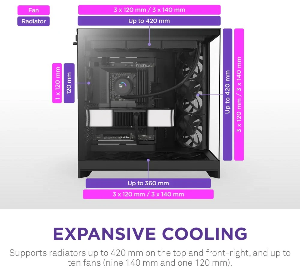 NZXT H9 Flow Midi Tower Juodas