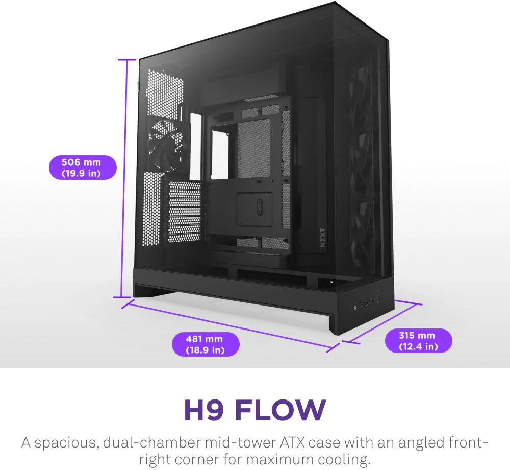 NZXT H9 Flow Midi Tower Juodas