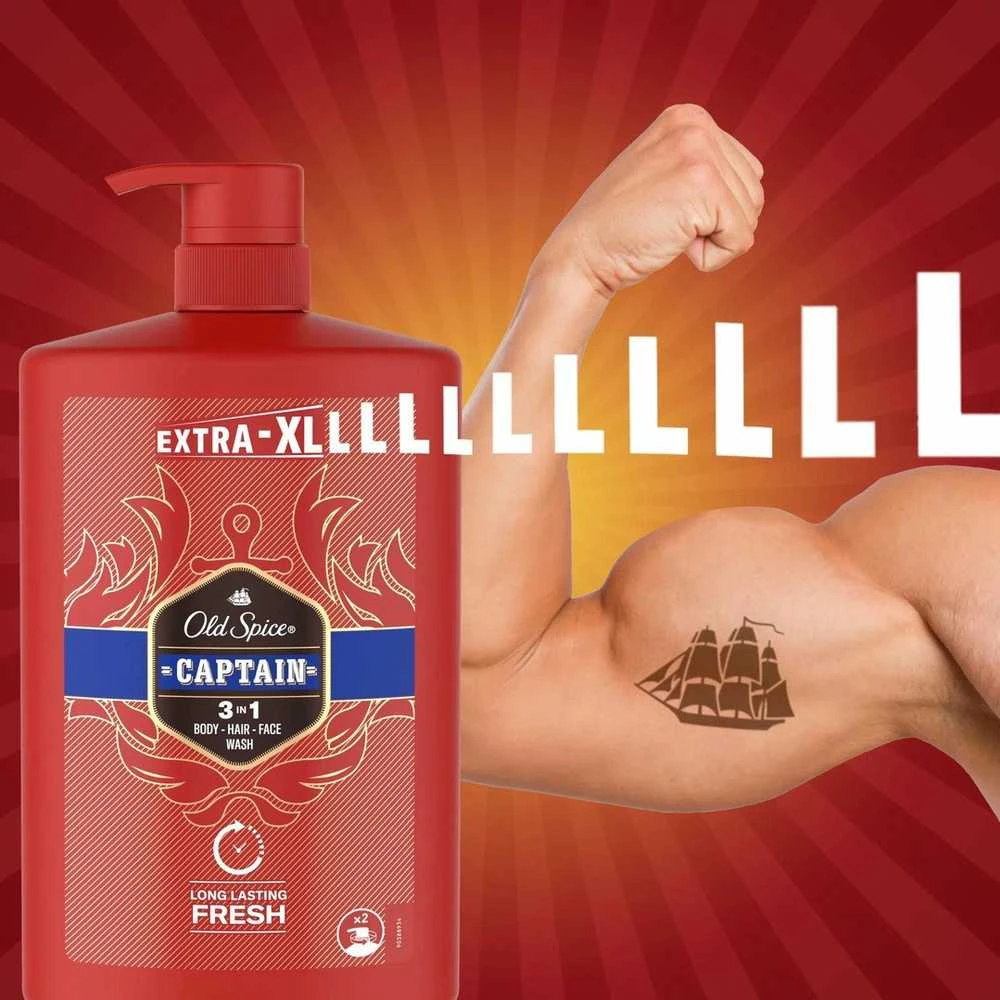 Old Spice Captain Dušo Želė Ir Šampūnas Vyrams, 1000 ml