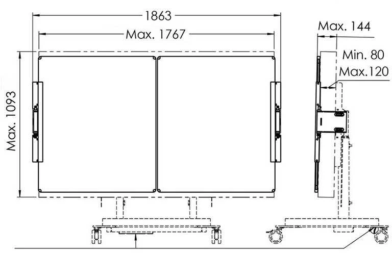 Laikiklis Vogels Optoma side boards 75" for freestanding and mobile stands RISE baltas