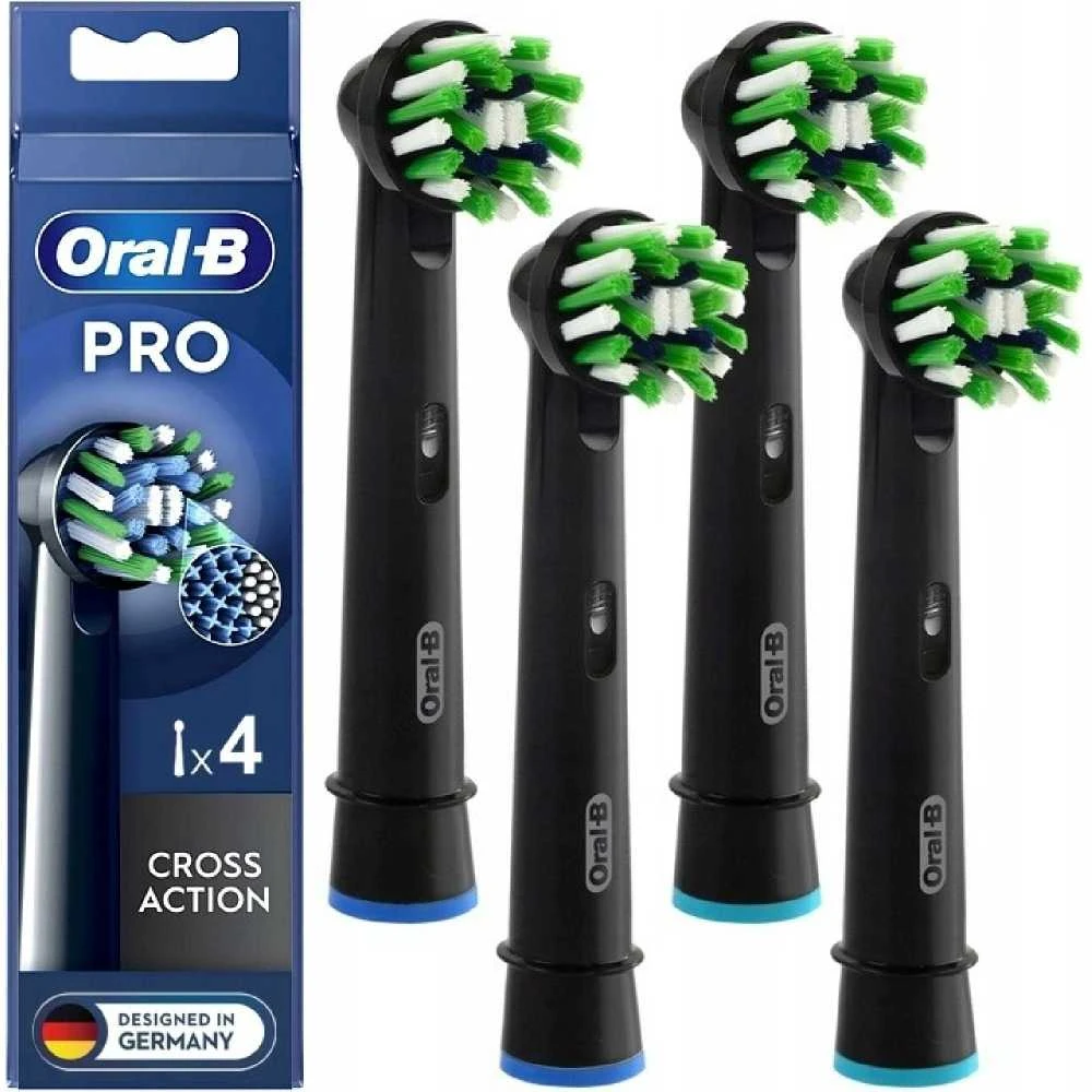 Braun Oral-B EB50-4 Cross Action Pro Juodas Dantų Šepetėlio Galvutės, 4 Vnt.