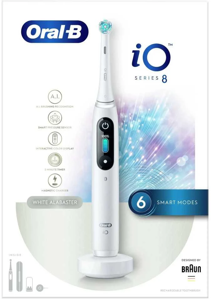 Elektrinis dantų šepetėlis Oral-B iO8, baltas