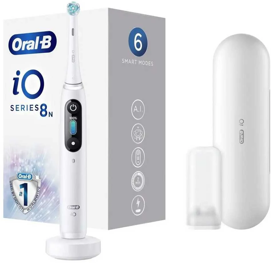 Elektrinis dantų šepetėlis Oral-B iO8, baltas