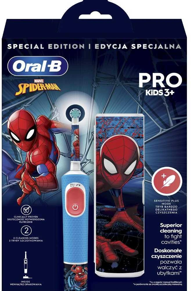 Elektrinis dantų šepetėlis Braun D103.413.2KX Vitality PRO Kids 3+ Spiderman + kelioninis dėklas