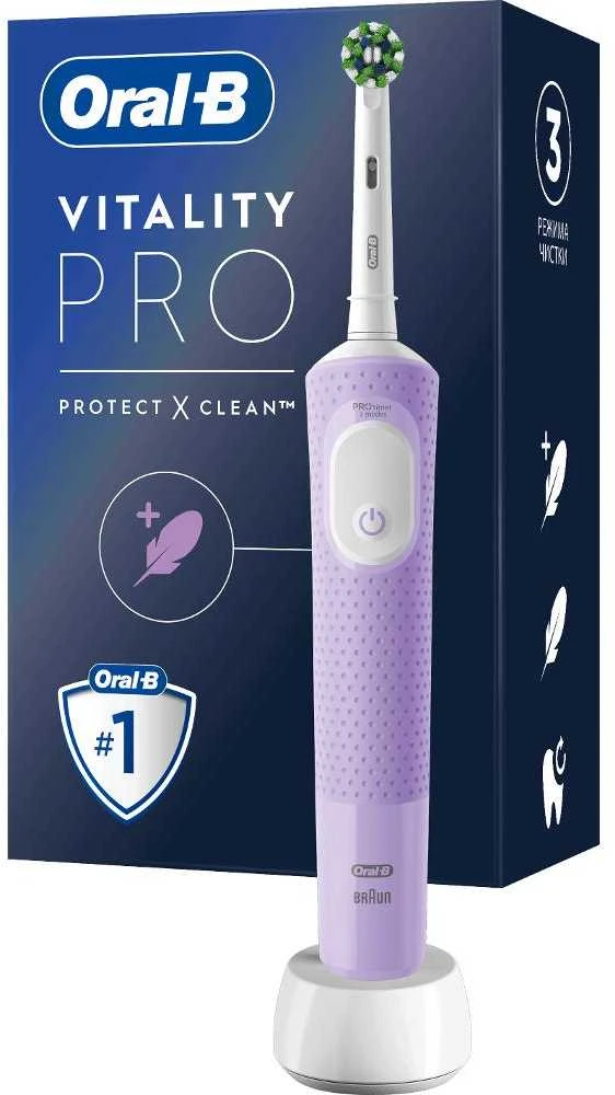Braun Oral-B | Elektrinis dantų šepetėlis | D103 Vitality Pro | Įkraunamas | Suaugusiems | Šepetėlių skaičius galvutės įeina 1 | Number of teeth brushing modes 3 | Lilac Mist
